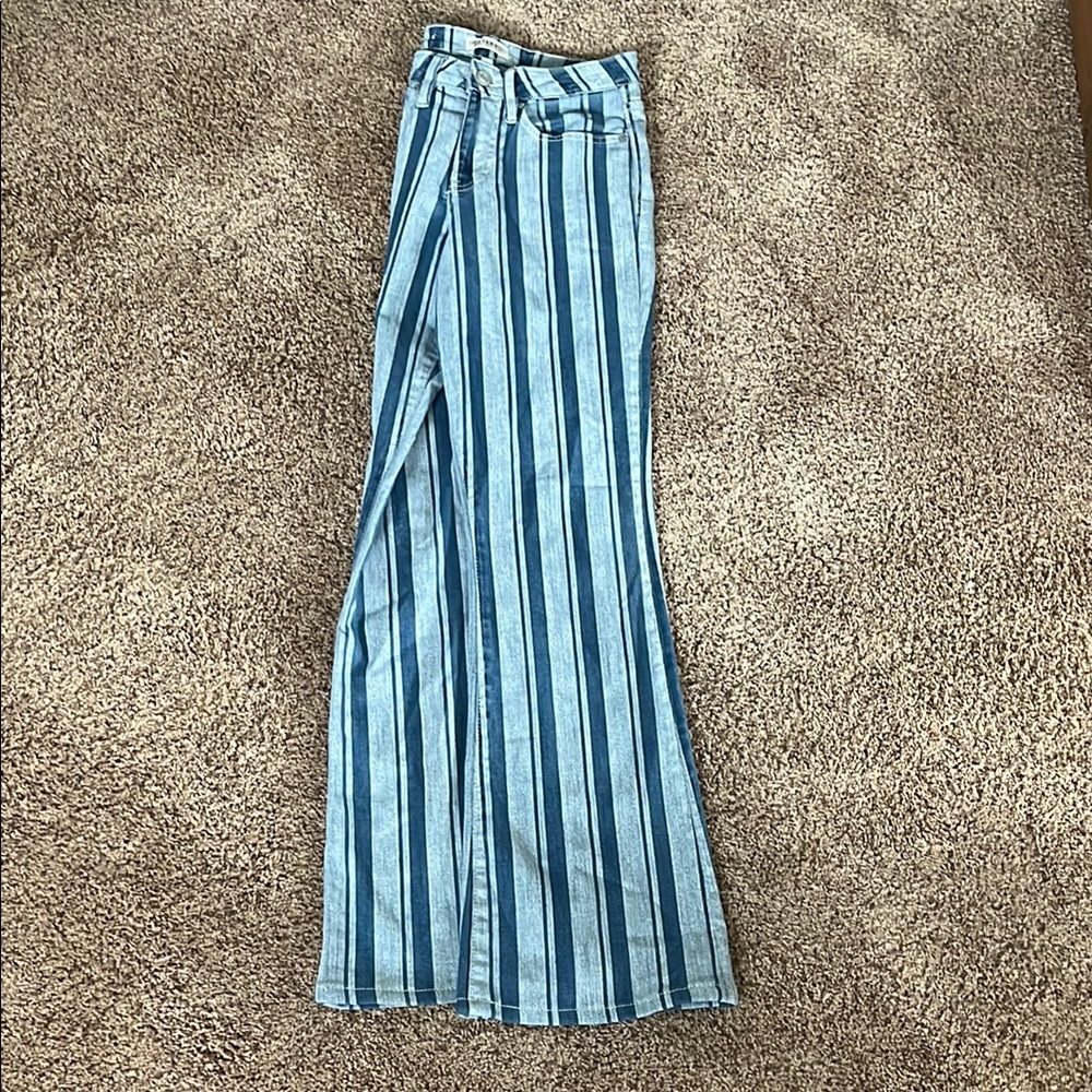 Striped Blue Women's Jeans